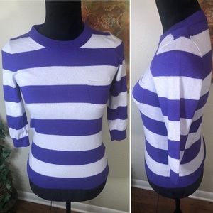 J Crew Striped Pullover Fitted Sweater w/Pocket
